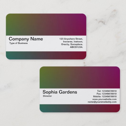 Textuurband V2 - Gradiënt Y, M, B, R, Donker Visitekaartje (Voorkant / Achterkant)