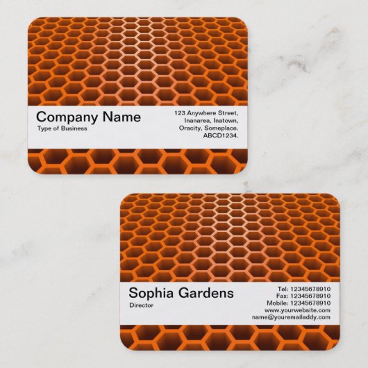 Textuurband V2 - Honeycomb Perspective Oranje Visitekaartje (Voorkant / Achterkant)