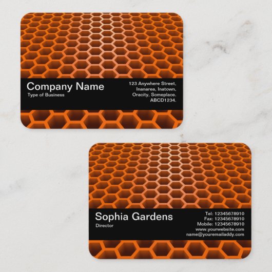 Textuurband V2 - Honeycomb Perspective Oranje Visitekaartje (Voorkant / Achterkant)
