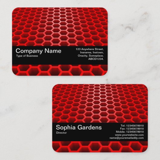 Textuurband V2 - Honeycomb Perspective Red Visitekaartje (Voorkant / Achterkant)