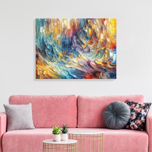 Textuurdikke verf Abstract Canvas Afdruk (Insitu (Woonkamer))