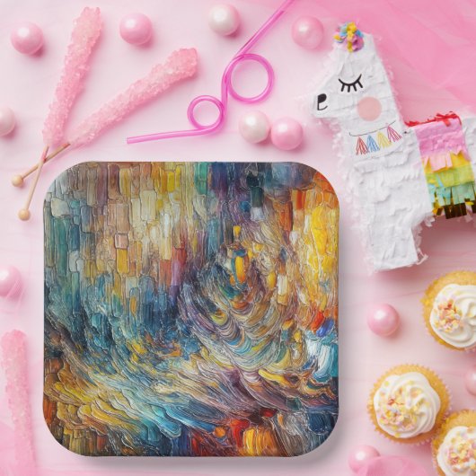 Textuurdikke verf Abstract Papieren Bordje (Feest)