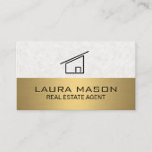 Textuurpapier | Goud Metaal | Huis Icoon Visitekaartje (Voorkant)