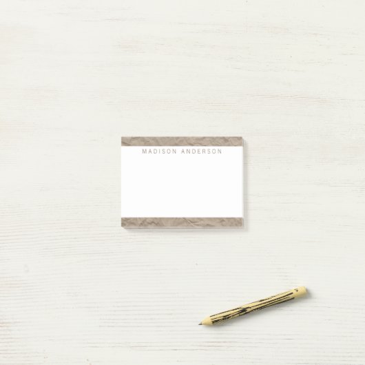 textuurpapier | Minimalistisch modern gepersonalis Post-it® Notes (Op bureau)