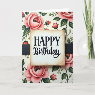 Textuurrijke bloemenverjaardagskaart kaart