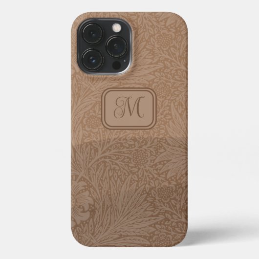 textuurstijl Gemengde bruine strepe Initiaal iPhone Hoesje (Achterkant)