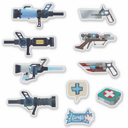 TF2 BLU medic arsenal sticker set (Voorkant)