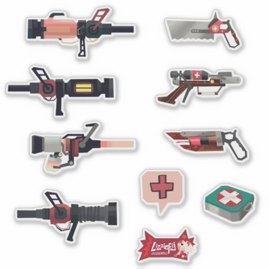 TF2 RED medic arsenal sticker set (Voorkant)