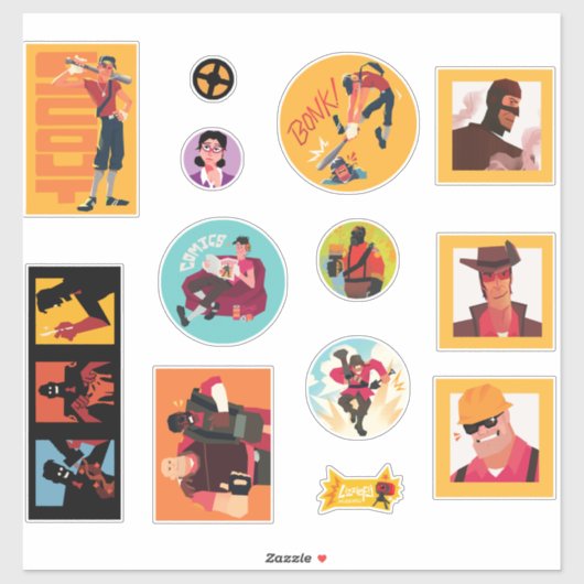TF2 Red team mercenaries 12 sticker set (Vel)