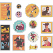 TF2 Red team mercenaries 12 sticker set (Voorkant)