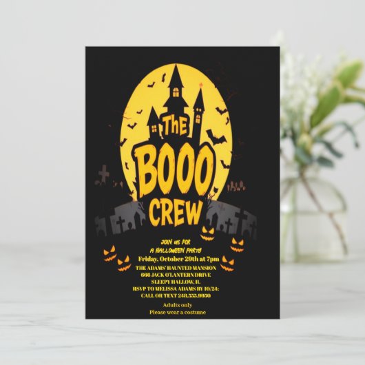 TF Boo Crew Halloween Party Uitnodiging (Staand voorkant)