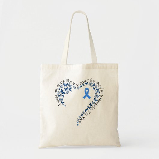 Tg Heart Butterfly Ribbon Colon Cancer Awareness M Tote Bag (Voorkant)