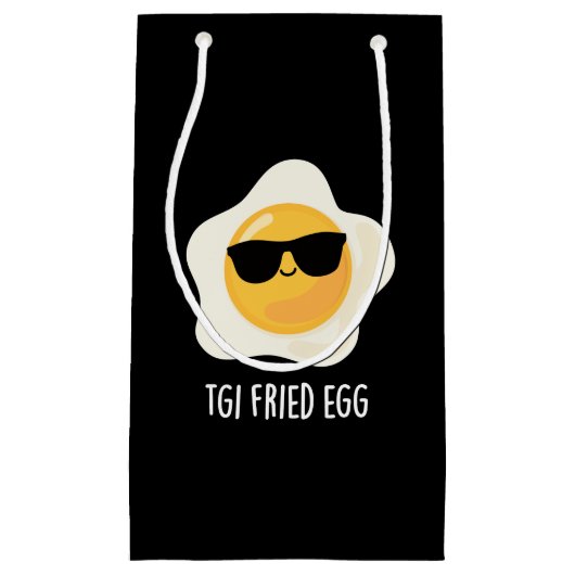TGI Fried Egg Funny Food Pun Dark BG Klein Cadeauzakje (Voorkant)
