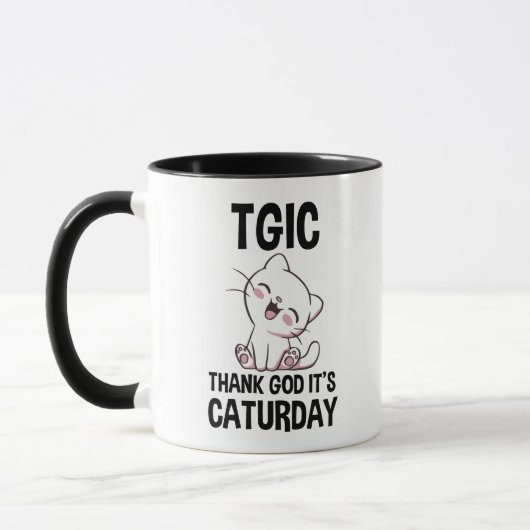 TGIC Dank de hemel het is Caturday Mok (Links)