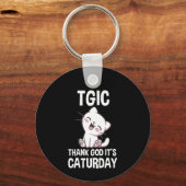 TGIC Godzijdank is het Caturday Sleutelhanger (Achterkant)