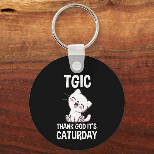 TGIC Thank God It's Caturday Sleutelhanger (Voorkant)