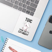 TGIC Thank God It's Caturday Sticker (Laptop met iPhone)