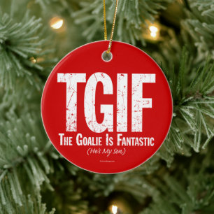 TGIF: De Goalie is Fantastisch (Hockey) keramisch  Ornament