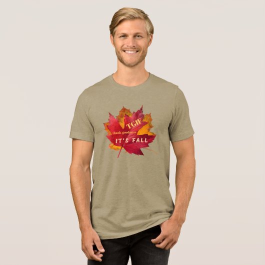TGIF Godzijdank is het Herfst Autumn Leaves Mannen Tri-Blend Shirt (Voorkant volledig)