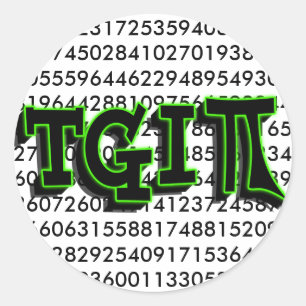 TGIPI - DANK GOD DAT HET EEN PI DAY IS! 14 MAART 3 RONDE STICKER