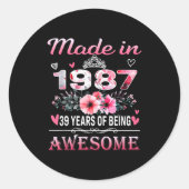 &# th Birthday Made In 1987 &#  Years Of Being A Ronde Sticker (Voorkant)
