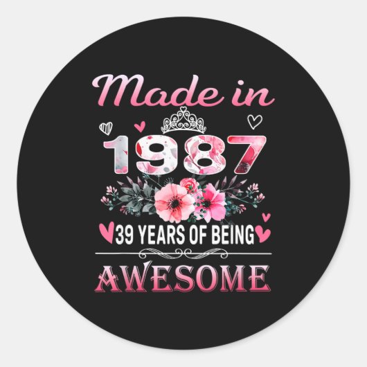 &# th Birthday Made In 1987 &#  Years Of Being A Ronde Sticker (Voorkant)
