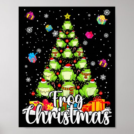 Th Cute Frog Christmas Tree Pajama Matching Costum Poster (Voorkant)