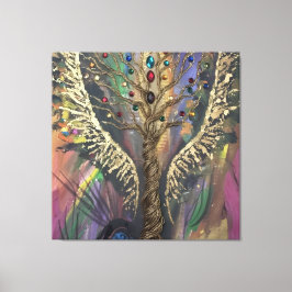 Th Divine Tree Of Life celestial wings and jewels  Canvas Afdruk
