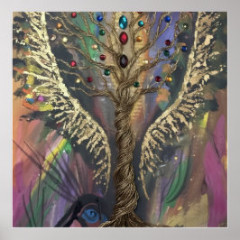 Th Divine Tree Of Life celestial wings and jewels  Poster