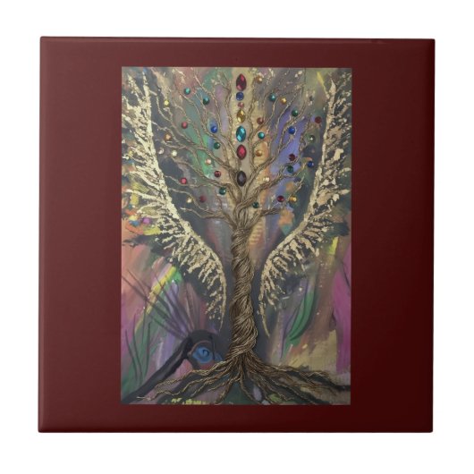 Th Divine Tree Of Life celestial wings and jewels  Tegeltje (Voorkant)