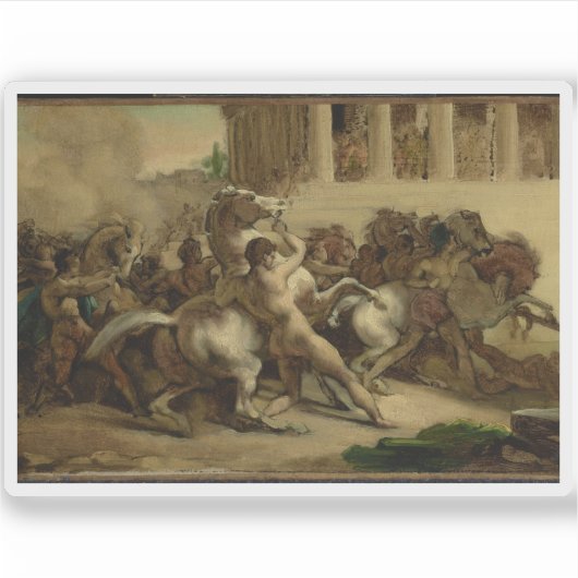 Th. Géricault - De race van de paarden zonder ruit Sticker (Voorkant)