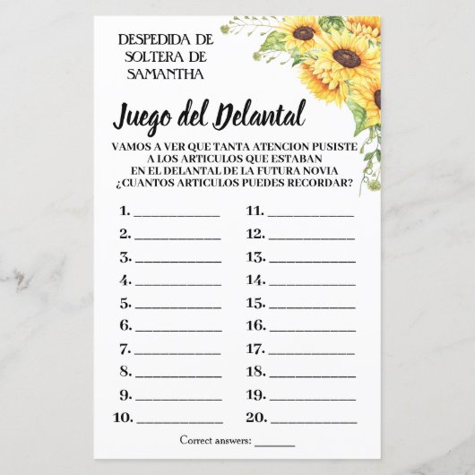 Tha Schort vrijgezellenfeest Spaans (Achterkant)