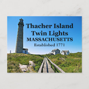 Thacher Island Twin Lights, Massachusetts Briefkaa Briefkaart