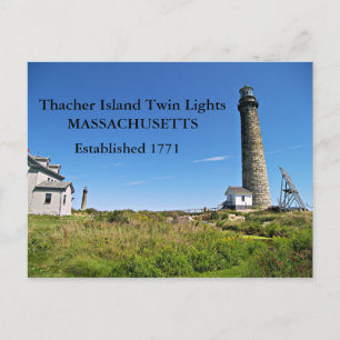Thacher Island Twin Lights, Massachusetts Briefkaa Briefkaart