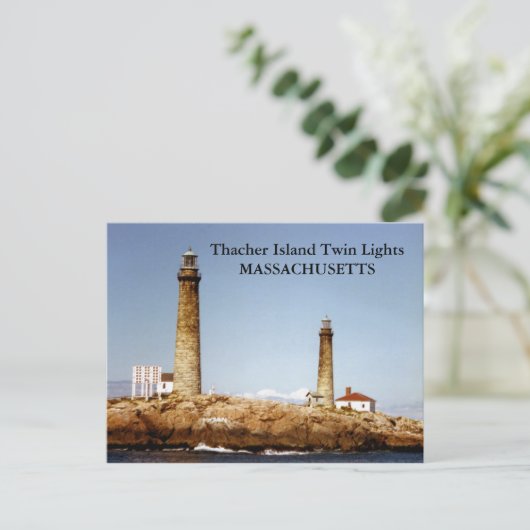 Thacher Island Twin Lights, Massachusetts Briefkaa Briefkaart (Staand voorkant)