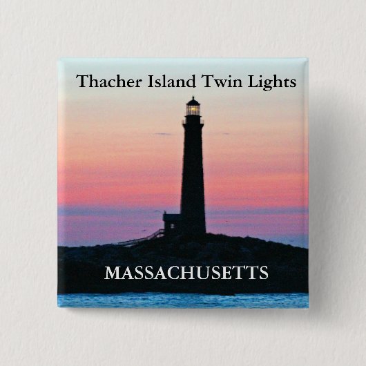 Thacher Island Twin Lights, Massachusetts Button (Voorkant)
