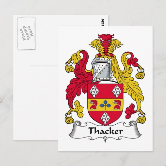 Thacker Family Crest Briefkaart (Voorkant / Achterkant)