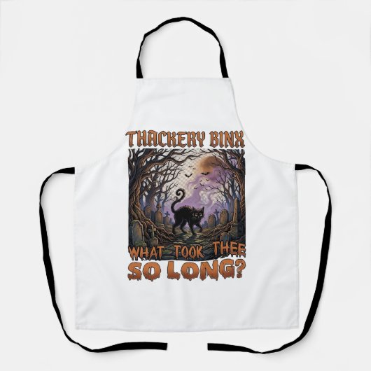 Thackery Binx Zwarte Kat Halloween Kerkhof Vleermu Schort (Voorkant)
