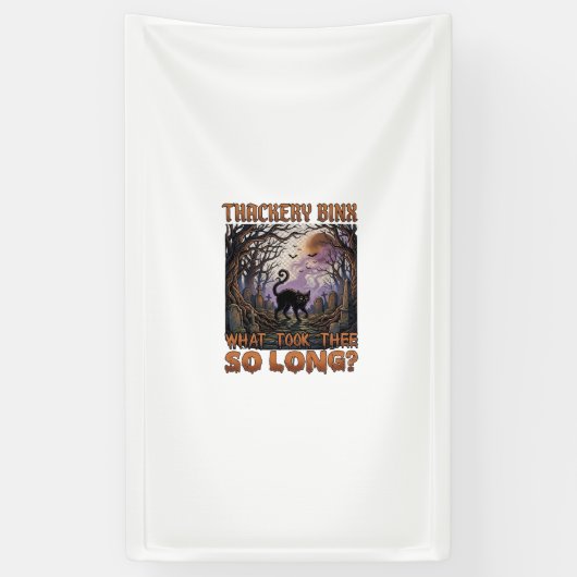 Thackery Binx Zwarte Kat Halloween Kerkhof Vleermu Spandoek (Verticaal)