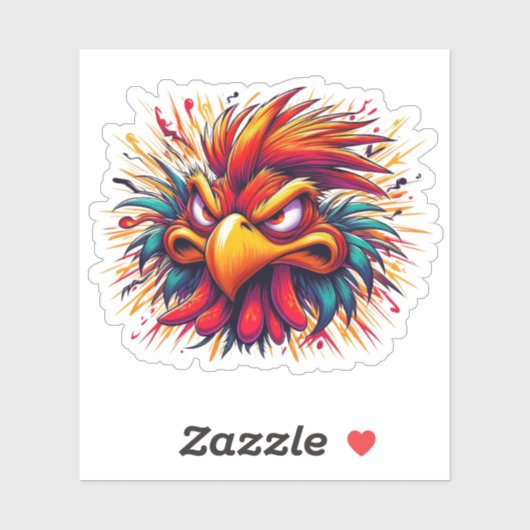 "Thad the Mad Rooster" Vinyl Sticker (Vel)