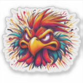 "Thad the Mad Rooster" Vinyl Sticker (Voorkant)