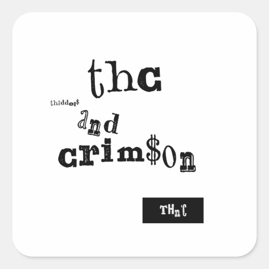 thaddeus & crimson vierkante sticker (Voorkant)