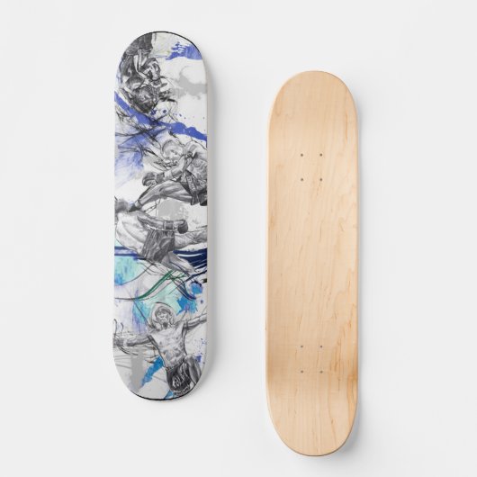 Thai Boxing Blue-rookontwerp Persoonlijk Skateboard (Voorkant)