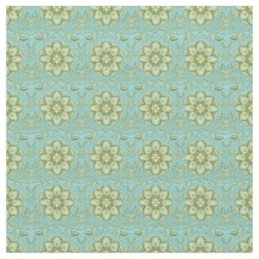 Thai Brocades Blue Green Fabric Stof (Close Up)