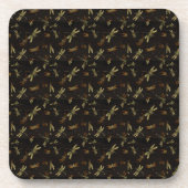 Thai Brocades Gold Dragonflies Onderzetter (Voorkant)