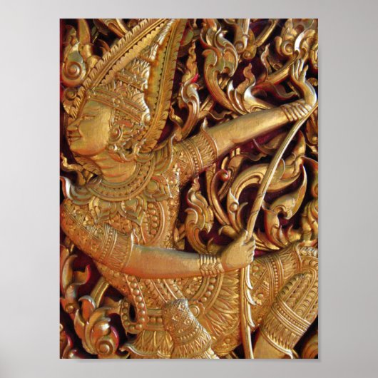 Thai Buddhist Temple Detail Poster (Voorkant)