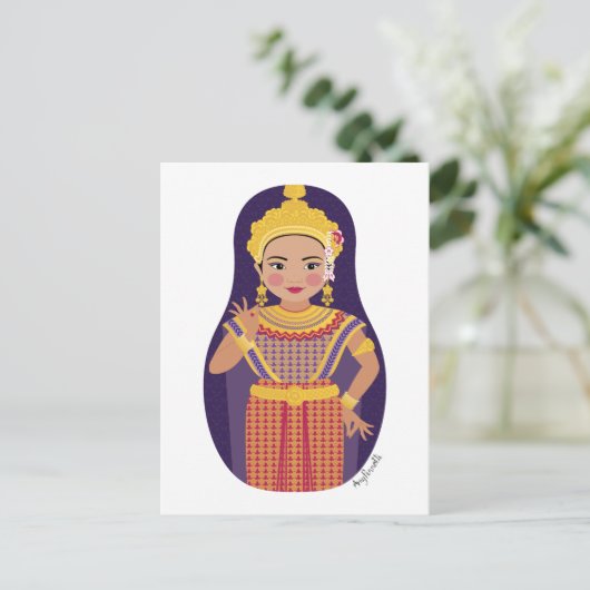 Thai Dancer Matryoshka Briefkaart (Staand voorkant)