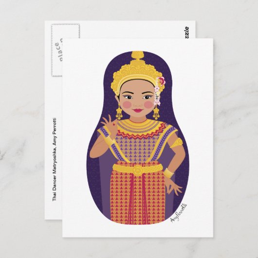 Thai Dancer Matryoshka Briefkaart (Voorkant / Achterkant)
