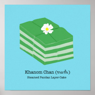Thai Dessert/Snack Khanom Chan - Bright Blauw Poster