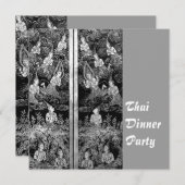 Thai Dinner Theme Party Invitation Silver Kaart (Voorkant / Achterkant)